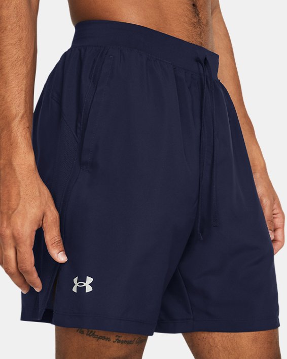Men's UA Launch Unlined 7" Shorts in Blue image number 3